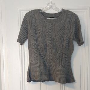 Gray Short Sleeve Knit Sweater